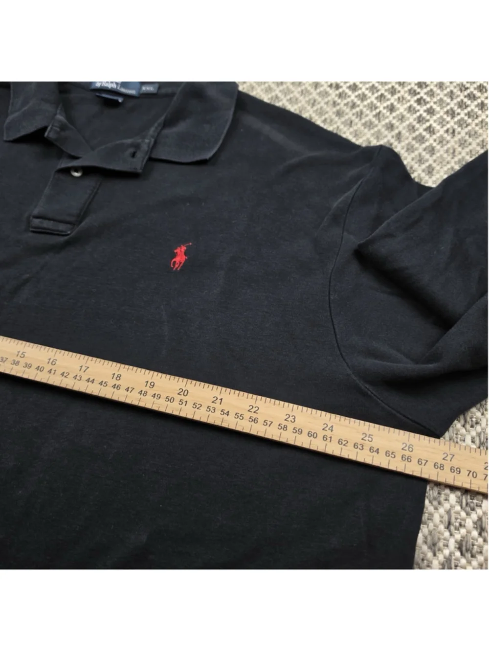 Polo Ralph Lauren Mens XXL Black Long Sleeve Polo Shirt Red Pony Cotton